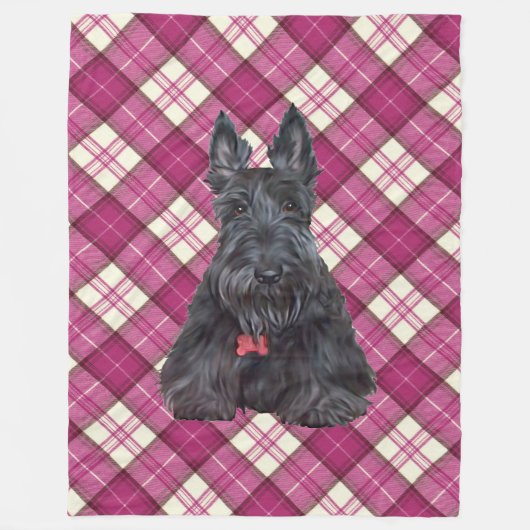 Scottie auf Tartan Fleecedecke (Vorderseite)