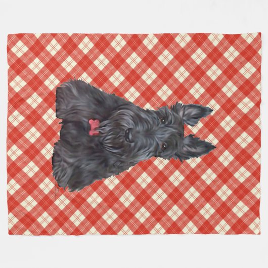 Scottie auf Tartan Fleecedecke (Vorderseite (Horizontal))
