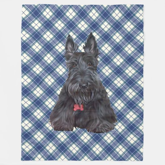 Scottie auf Tartan Fleecedecke (Vorderseite)