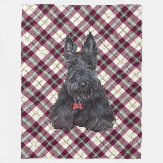 Scottie auf Tartan Fleecedecke (Vorderseite)
