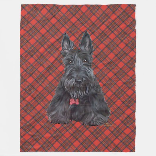 Scottie auf Tartan Fleecedecke (Vorderseite)
