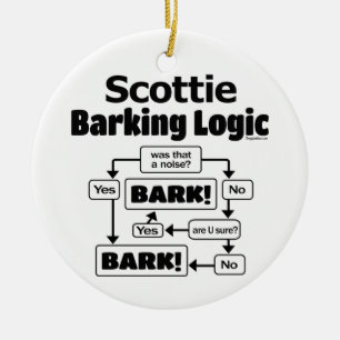 Scottie Barking Logic Keramik Ornament
