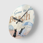Scottie Beach Runde Wanduhr (Winkel)