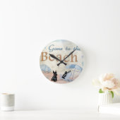 Scottie Beach Runde Wanduhr (Zuhause)