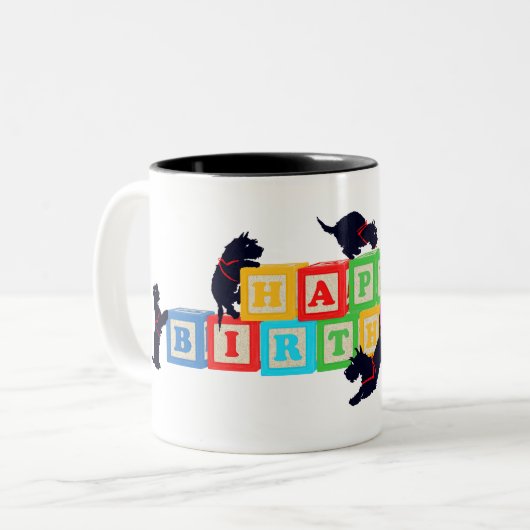 Scottie Birthday Blocks Tasse (Vorderseite Links)
