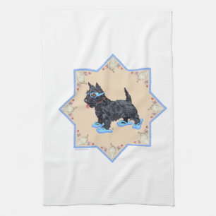 Scottie Blue Badeschlappen Handtuch