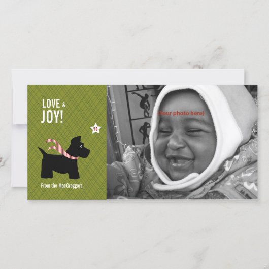 Scottie Christmas Foto Card Feiertagskarte (Vorderseite)