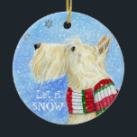 Scottie Christmas Magic Keramik Ornament<br><div class="desc">Adorable Wheaten Scottie aus dem Whippety Wood. Feiern Sie die Schotten und die Saison mit diesem charmanten Ornament. Verwandlungstassen!</div>