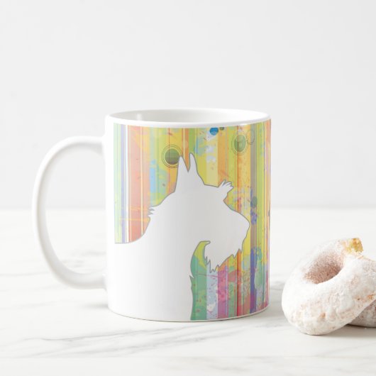 Scottie Customizable Watercolor Silhouette Tasse (Mit Donut)