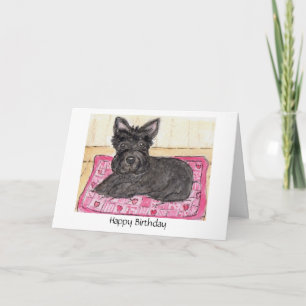 Scottie Dog art Birthday card Scottish Terrier Karte