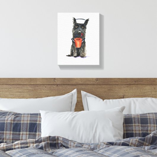 Scottie Dog 'Bereit für den Strand' Leinwanddruck (Insitu (Schlafzimmer))