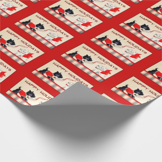 Scottie Dog, Black and White Holiday Geschenkpacku Geschenkpapier (Ecke)