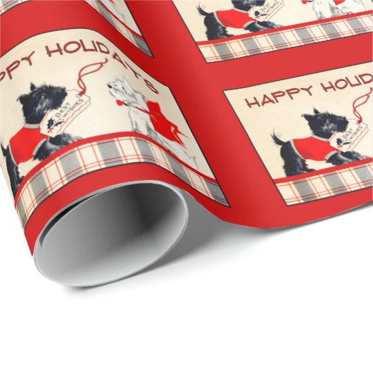 Scottie Dog, Black and White Holiday Geschenkpacku Geschenkpapier (Rolleneckpunkt)