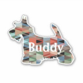 Scottie Dog Geometric Muster Silhouette mit Text Aufkleber (Vorderseite)
