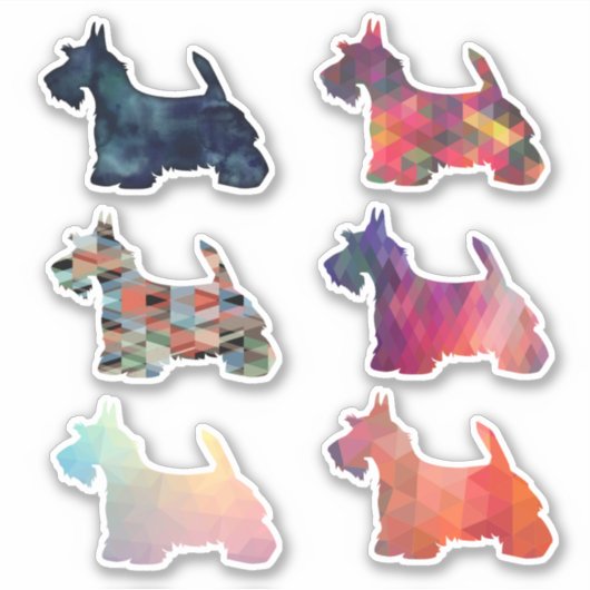 Scottie Dog Geometric Pattern Silhouette Collect Aufkleber (Vorderseite)