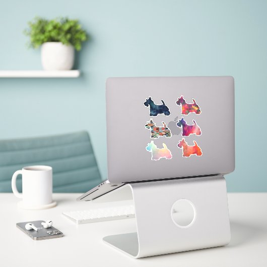 Scottie Dog Geometric Pattern Silhouette Collect Aufkleber (Laptop auf Schreibtisch)