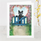 Scottie Dog Grußkarte Karte (Gelbe Blume)