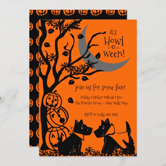 Scottie Dog Halloween Einladung (Vorne/Hinten)