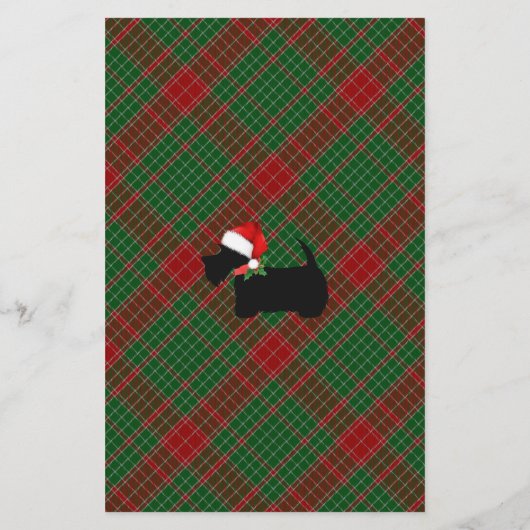 Scottie Dog Karierter Weihnachts-Newsletter Custom Briefpapier (Rückseite)
