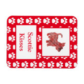 Scottie Dog Kisses Silhouette in Niedlich Red Grid Magnet (Horizontal)