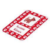 Scottie Dog Kisses Silhouette in Niedlich Red Grid Magnet (Linke Seite)