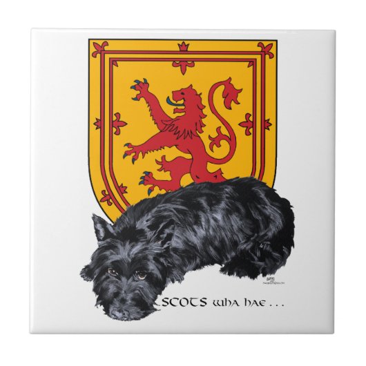 Scottie Dog Lion Rampant Flag Fliese (Vorderseite)