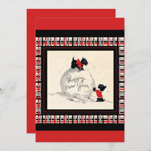 Scottie Dog New Years Party Einladung (Vorne/Hinten)