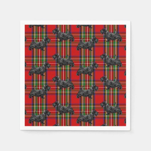 Scottie Dog on Red Scottish Tartan Serviette (Vorderseite)