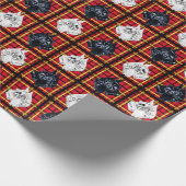 Scottie Dog, Schwarz und Weiß auf karierter Gesche Geschenkpapier (Ecke)