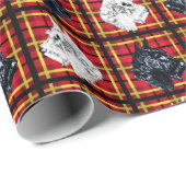Scottie Dog, Schwarz und Weiß auf karierter Gesche Geschenkpapier (Rolleneckpunkt)