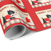 Scottie Dog, Schwarz und Weiß Weihnachtsgeschenk-V Geschenkpapier (Rolleneckpunkt)