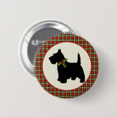 Scottie Dog Scotch Karierte Weihnachten Button (Vorne & Hinten)