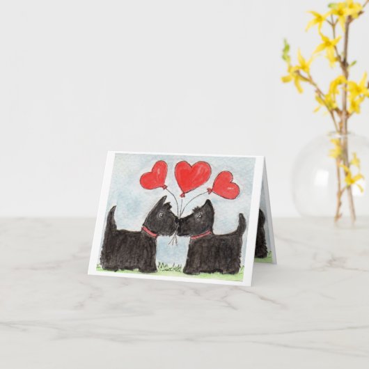 Scottie Dog Scottish Terrier art Notecard Karte (Gelbe Blume)