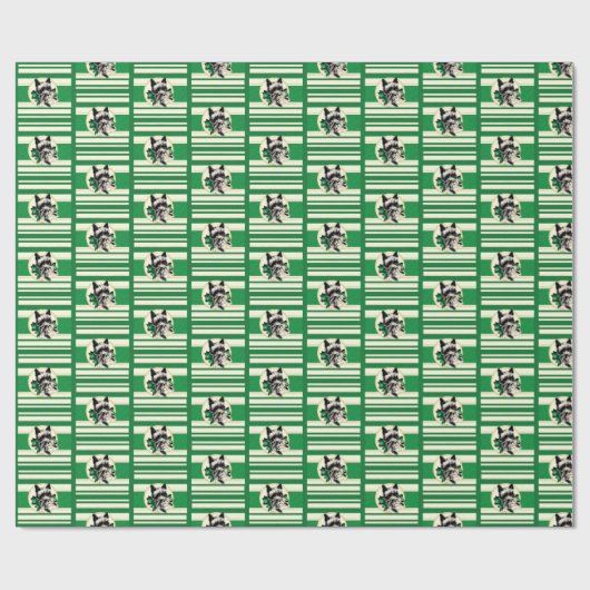 Scottie Dog, Scottish Terrier auf grüner Geschenkv Geschenkpapier (Flach)
