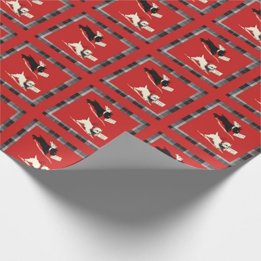 Scottie Dog, Scottish Terrier Black und White Geschenkpapier (Ecke)