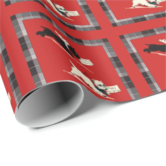 Scottie Dog, Scottish Terrier Black und White Geschenkpapier (Rolleneckpunkt)