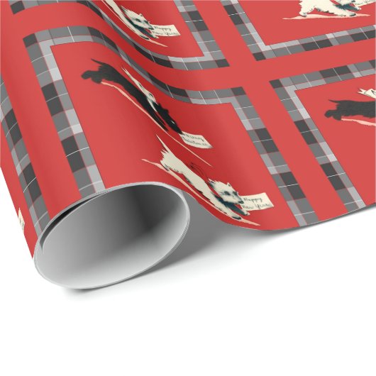 Scottie Dog, Scottish Terrier Black und White Geschenkpapier (Rolleneckpunkt)