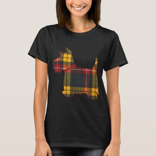 Scottie Dog Scottish Terrier Buchanan Tartan Karie T-Shirt (Vorderseite)