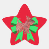 Scottie Dog Silhouette Green Bow Christmas Stern-Aufkleber (Vorderseite)