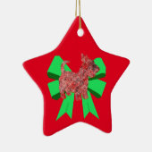 Scottie Dog Silhouette Green Bow Keramik Ornament (Rechts)