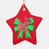 Scottie Dog Silhouette Green Bow Keramik Ornament (Links)