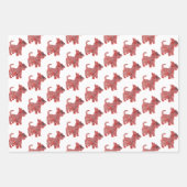 Scottie Dog Silhouette Red Merry Woofmas Geschenkpapier Set (Vorderseite 3)
