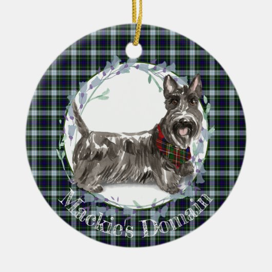 Scottie Dog Tartan Christmas Keramik Ornament (Vorne)
