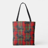 Scottie Dog über Red Scottish Tartan Tasche (Rückseite)