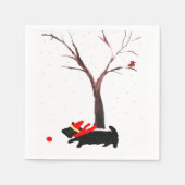 Scottie Dog und Robin Christmas Art Serviette (Vorderseite)