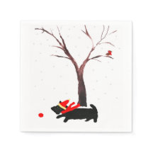 Scottie Dog und Robin Christmas Art