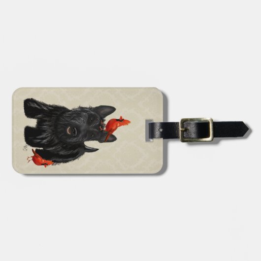 Scottie Dog und Rote Vögel Gepäckanhänger (Vorderseite horizontal)