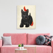 Scottie Dog und Rote Vögel Leinwanddruck (Insitu (Wohnzimmer))