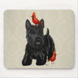 Scottie Dog und Rote Vögel Mousepad