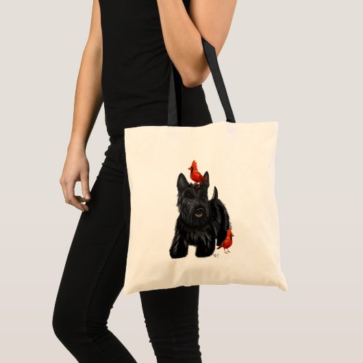 Scottie Dog und Rote Vögel Tragetasche (Vorderseite (Produkt))